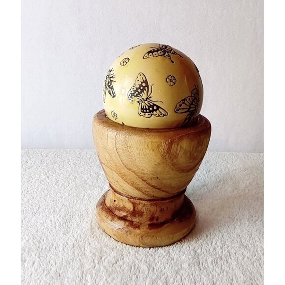 Culinary Corner Wooden Mortar Bowl Decorative Decor Kitchen 5" Tall - Picture 14 of 14